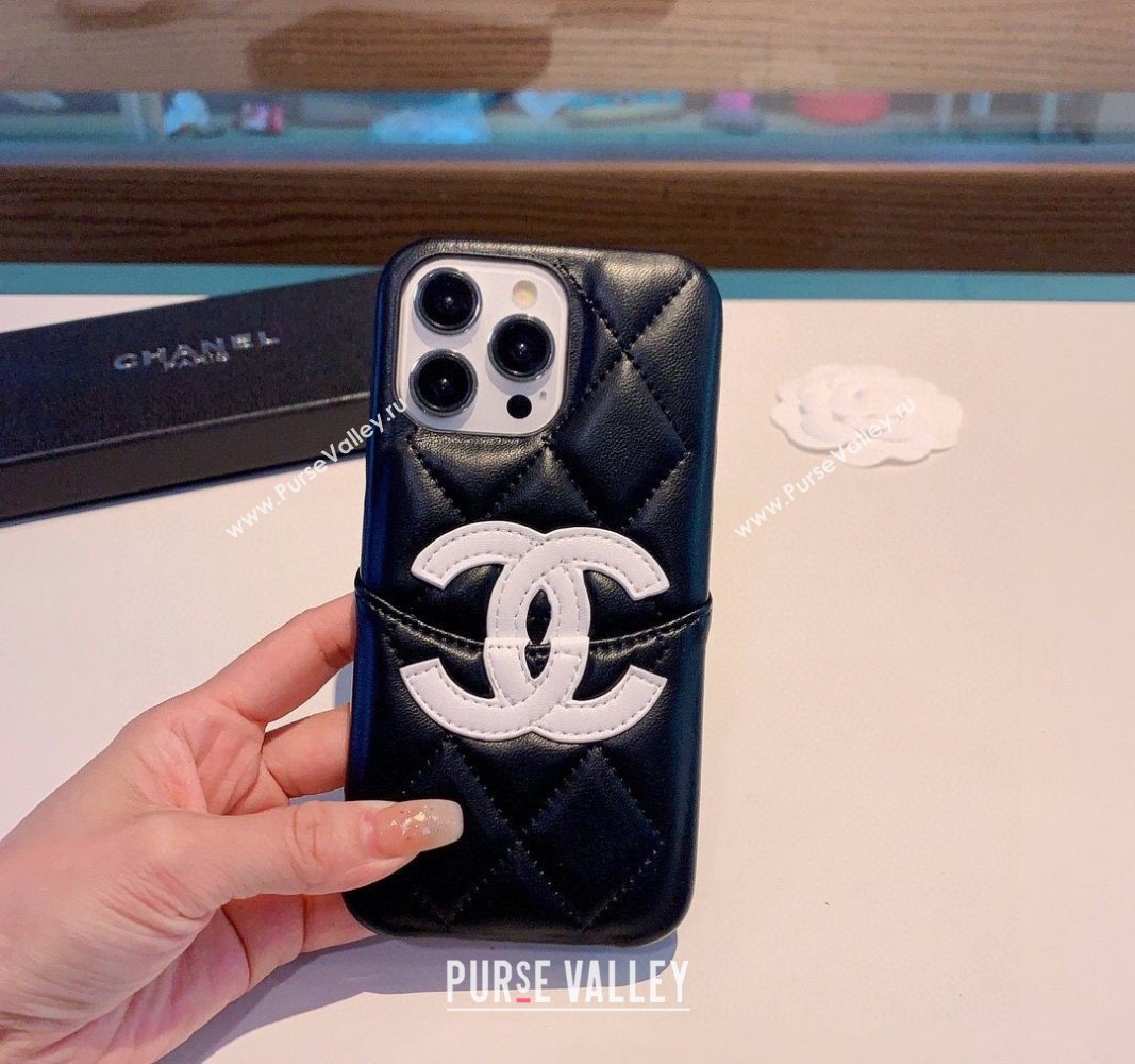 Chanel Quilted iPhone Case with CC Black/White 2024 0727007 (A-240727012)