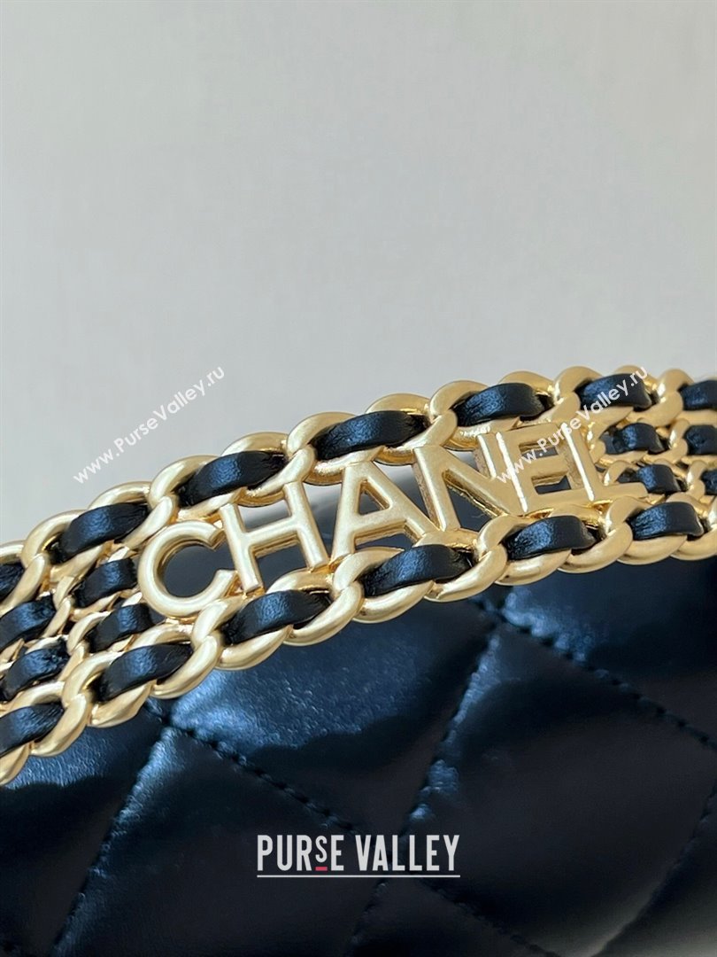 Chanel Shiny Calfskin Mini Flap Bag with Top handle AS3886 Black 2024 Top Quality (SHUNY-24091212)