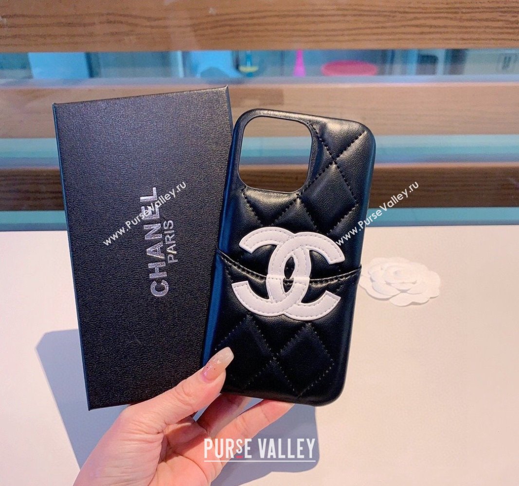 Chanel Quilted iPhone Case with CC Black/White 2024 0727007 (A-240727012)