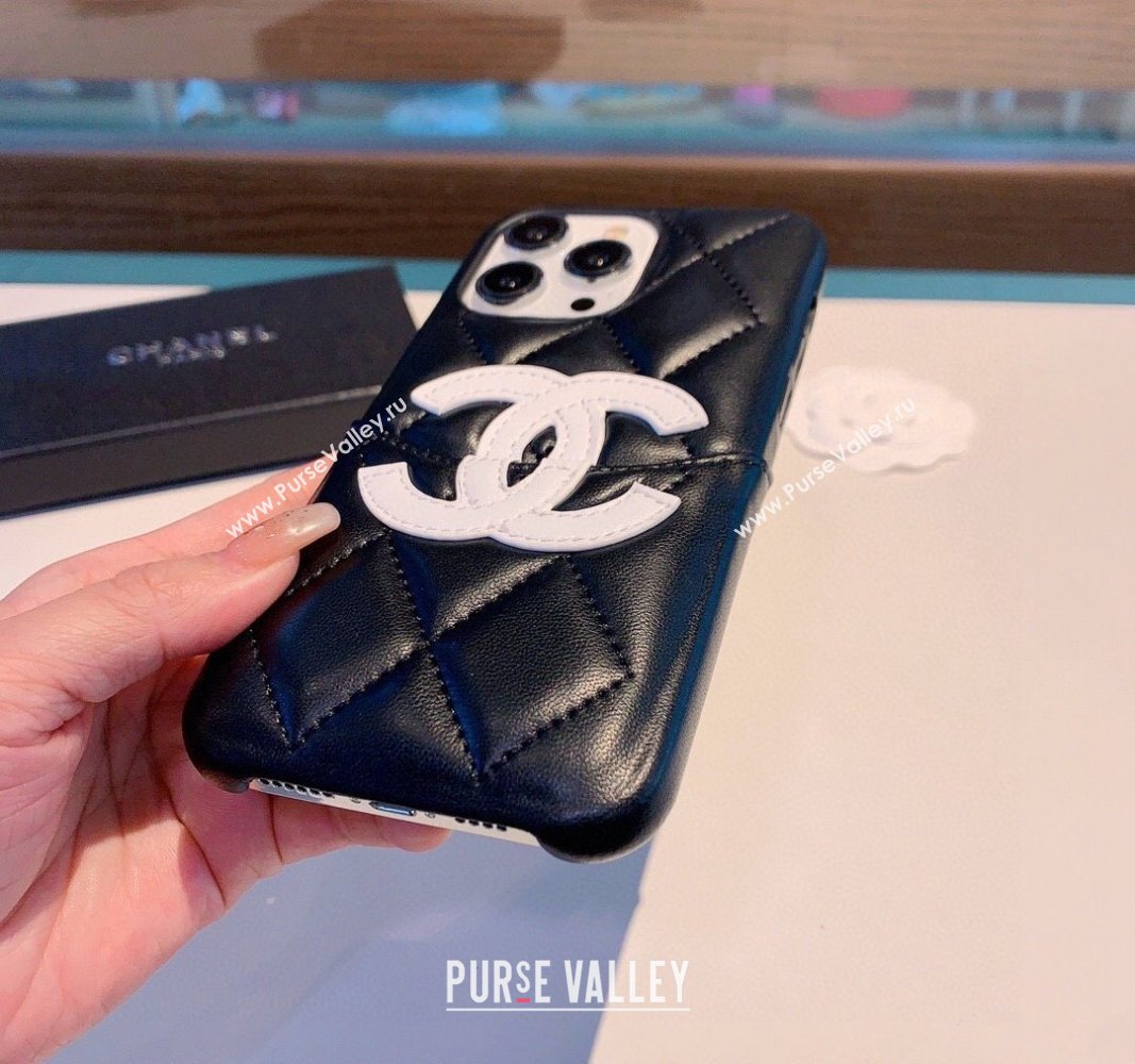 Chanel Quilted iPhone Case with CC Black/White 2024 0727007 (A-240727012)