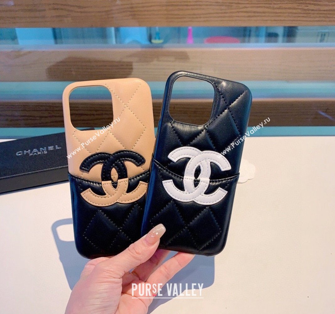 Chanel Quilted iPhone Case with CC Black/White 2024 0727007 (A-240727012)