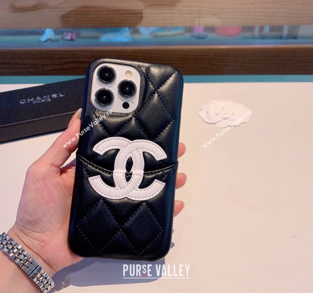 Chanel Quilted iPhone Case with CC Black/White 2024 0727007 (A-240727012)