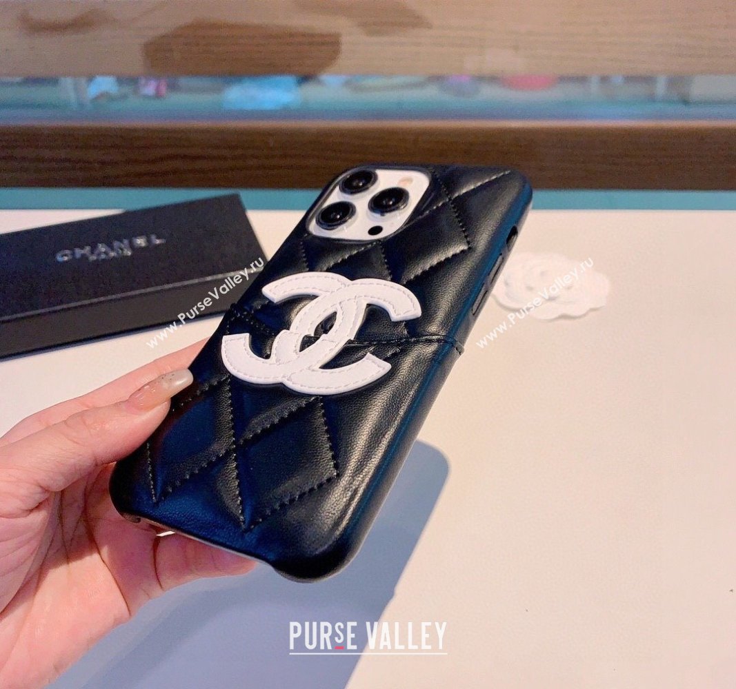 Chanel Quilted iPhone Case with CC Black/White 2024 0727007 (A-240727012)