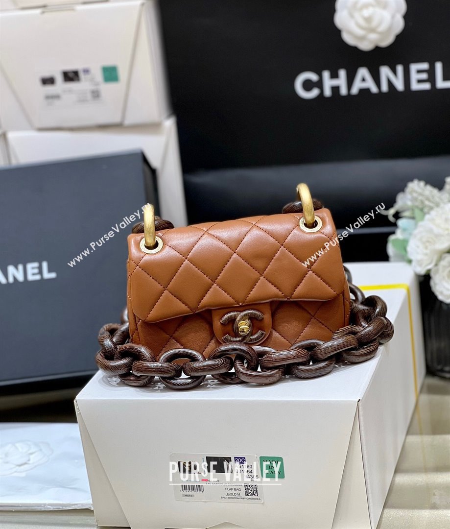 Chanel Lambskin Mini Flap Bag AS4165 Brown 2024 Top Quality (SHUNY-24091217)