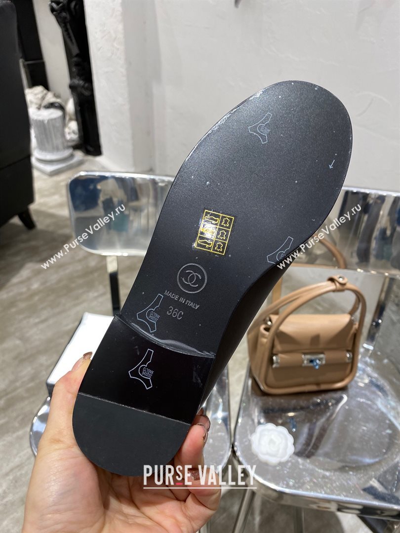 Chanel Calfskin Loafers with Logo Metal Dark Brown 2020 (MD-20111229)