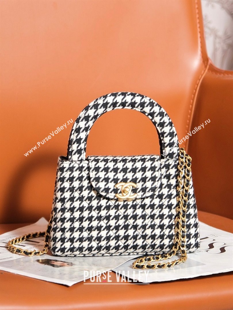 Chanel Mini Shopping Bag in Houndstooth Tweed AS4416 White/Black 2024 (YEZI-24072509)