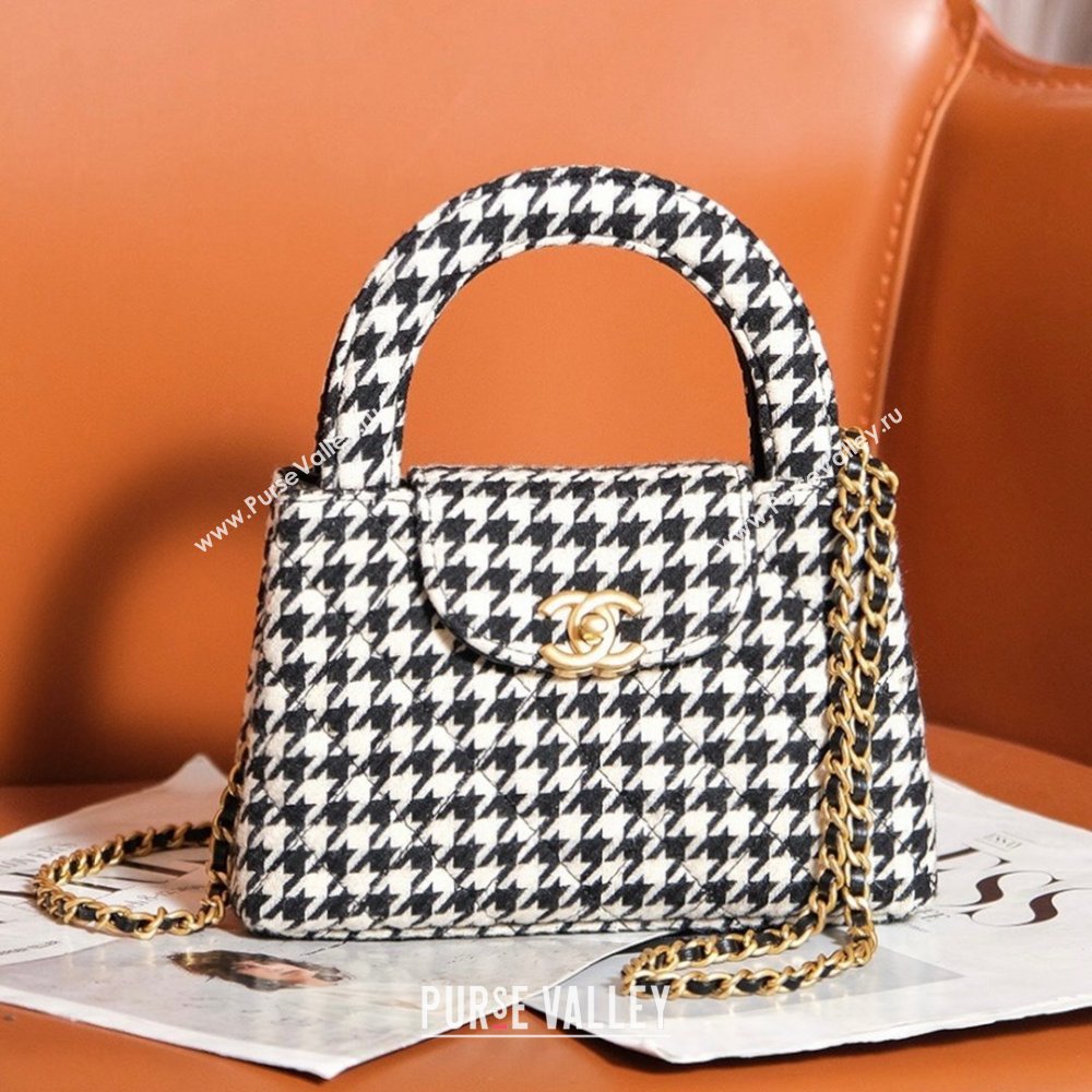 Chanel Mini Shopping Bag in Houndstooth Tweed AS4416 White/Black 2024 (YEZI-24072509)