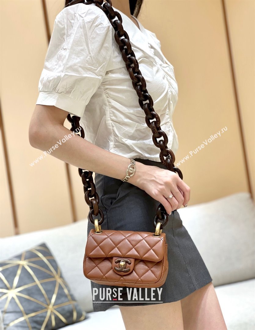 Chanel Lambskin Mini Flap Bag AS4165 Brown 2024 Top Quality (SHUNY-24091217)