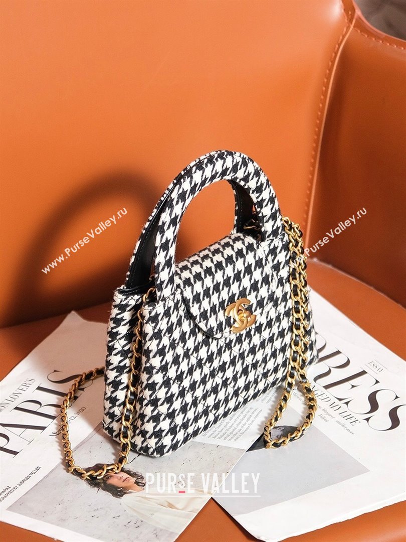 Chanel Mini Shopping Bag in Houndstooth Tweed AS4416 White/Black 2024 (YEZI-24072509)