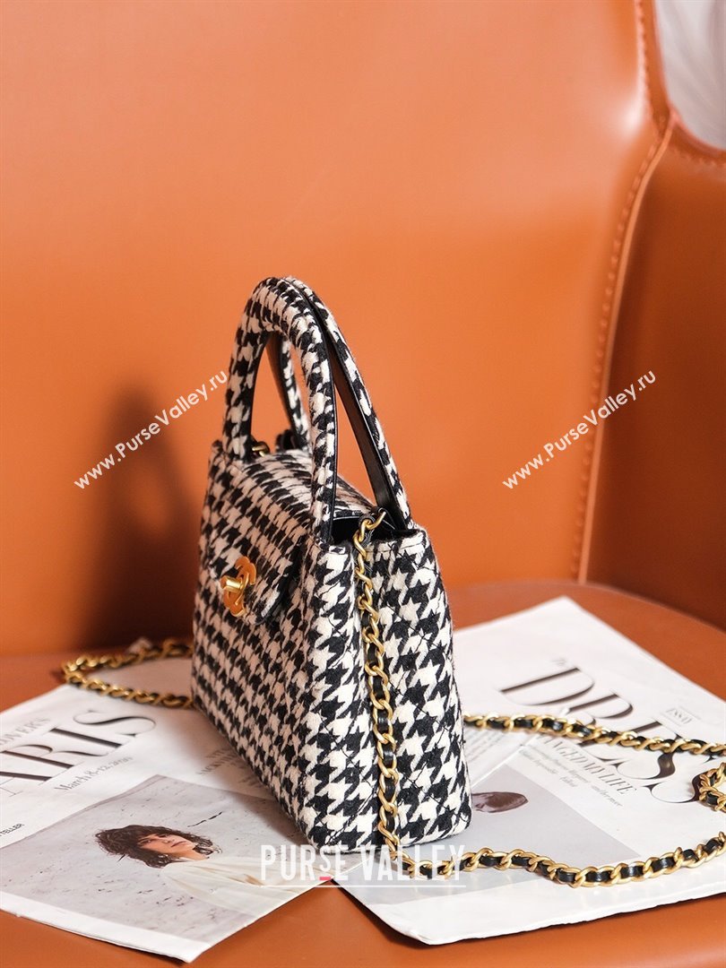 Chanel Mini Shopping Bag in Houndstooth Tweed AS4416 White/Black 2024 (YEZI-24072509)