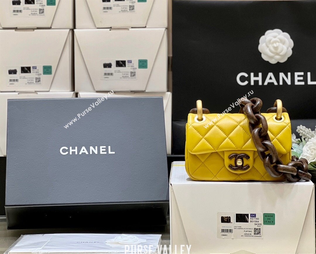 Chanel Lambskin Mini Flap Bag AS4165 Yellow 2024 Top Quality (SHUNY-24091218)