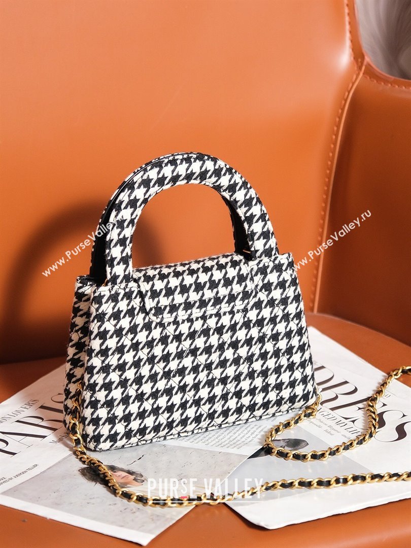 Chanel Mini Shopping Bag in Houndstooth Tweed AS4416 White/Black 2024 (YEZI-24072509)