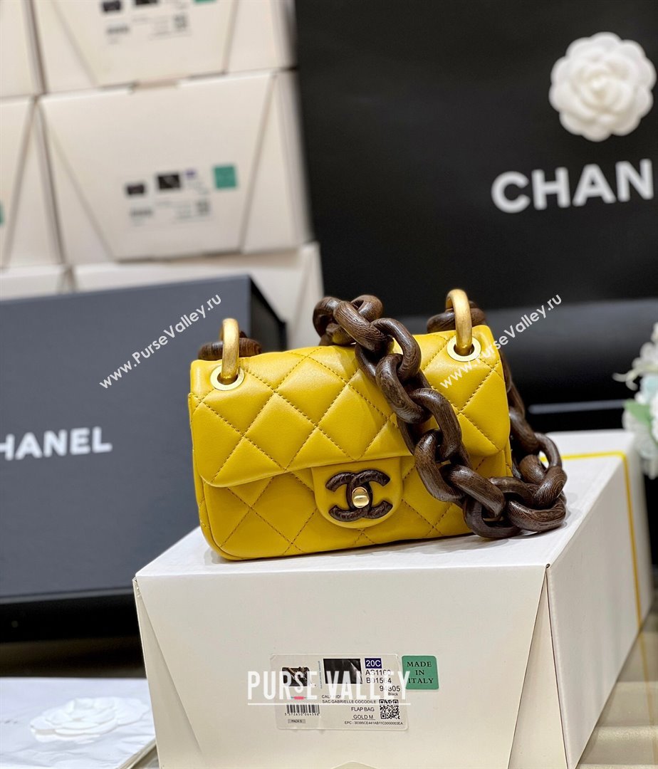 Chanel Lambskin Mini Flap Bag AS4165 Yellow 2024 Top Quality (SHUNY-24091218)