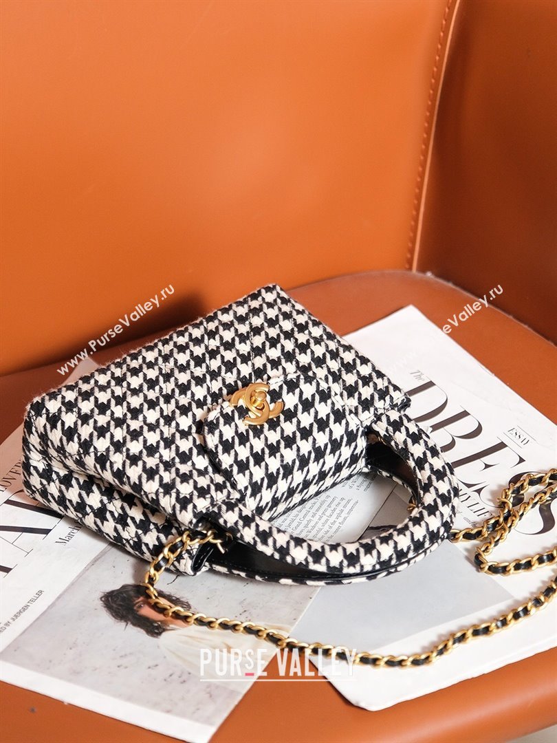 Chanel Mini Shopping Bag in Houndstooth Tweed AS4416 White/Black 2024 (YEZI-24072509)