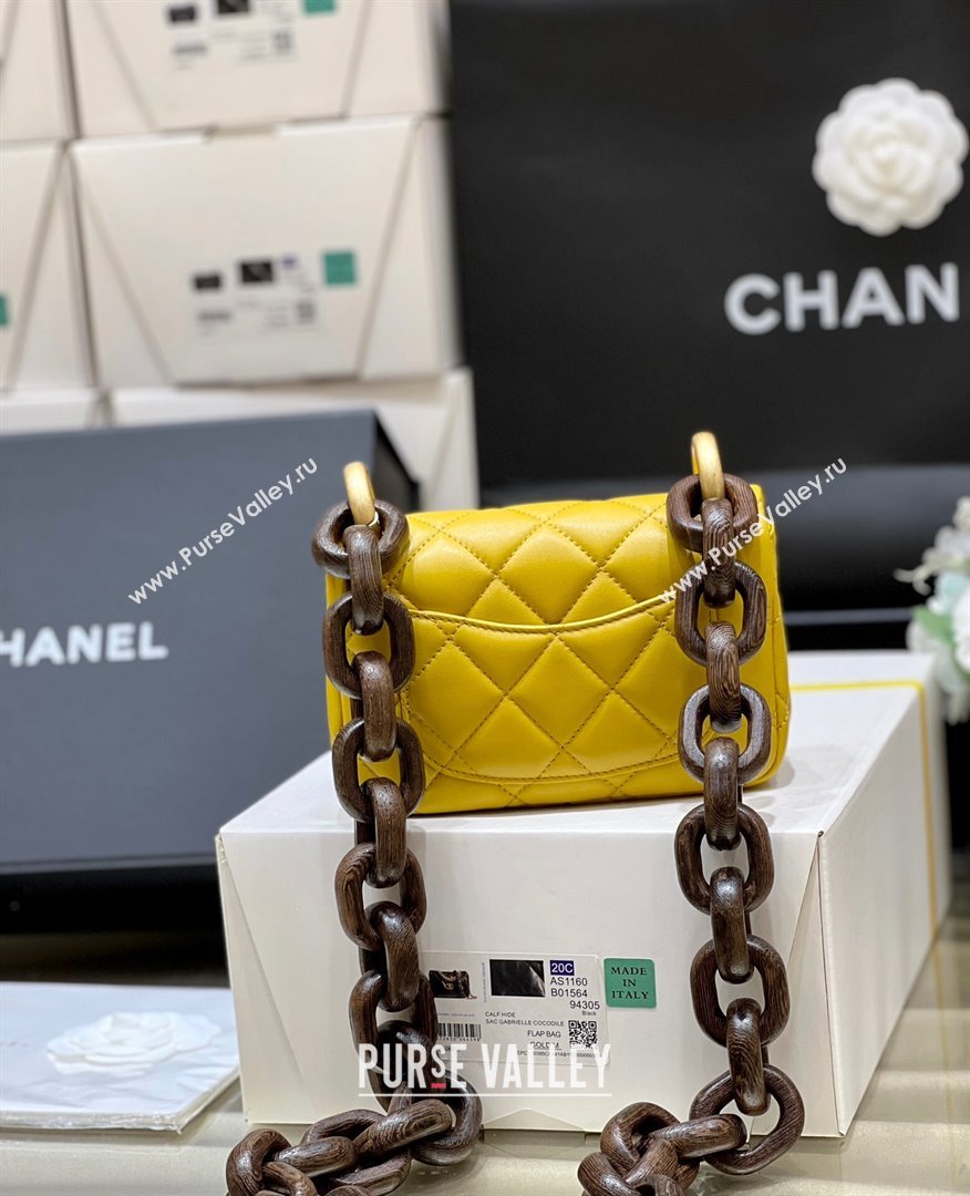 Chanel Lambskin Mini Flap Bag AS4165 Yellow 2024 Top Quality (SHUNY-24091218)