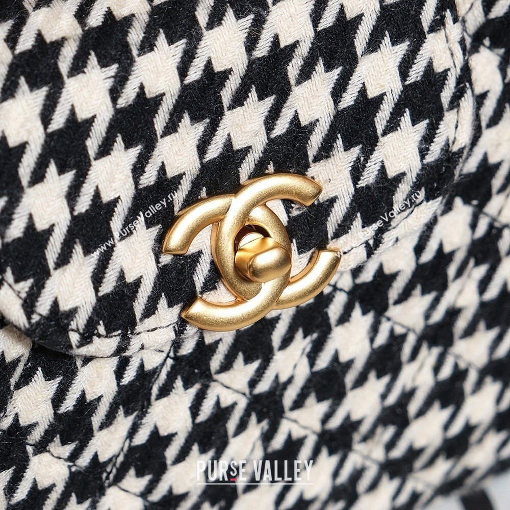 Chanel Mini Shopping Bag in Houndstooth Tweed AS4416 White/Black 2024 (YEZI-24072509)