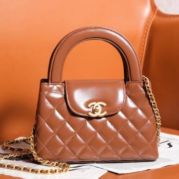 Chanel Mini Shopping Bag in Shiny Calfskin AS4416 Brown 2024 (YEZI-24072510)