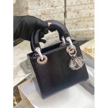 Dior Mini Lady Dior Bag in Lizard Leather Black 2023 (XY-23122107)