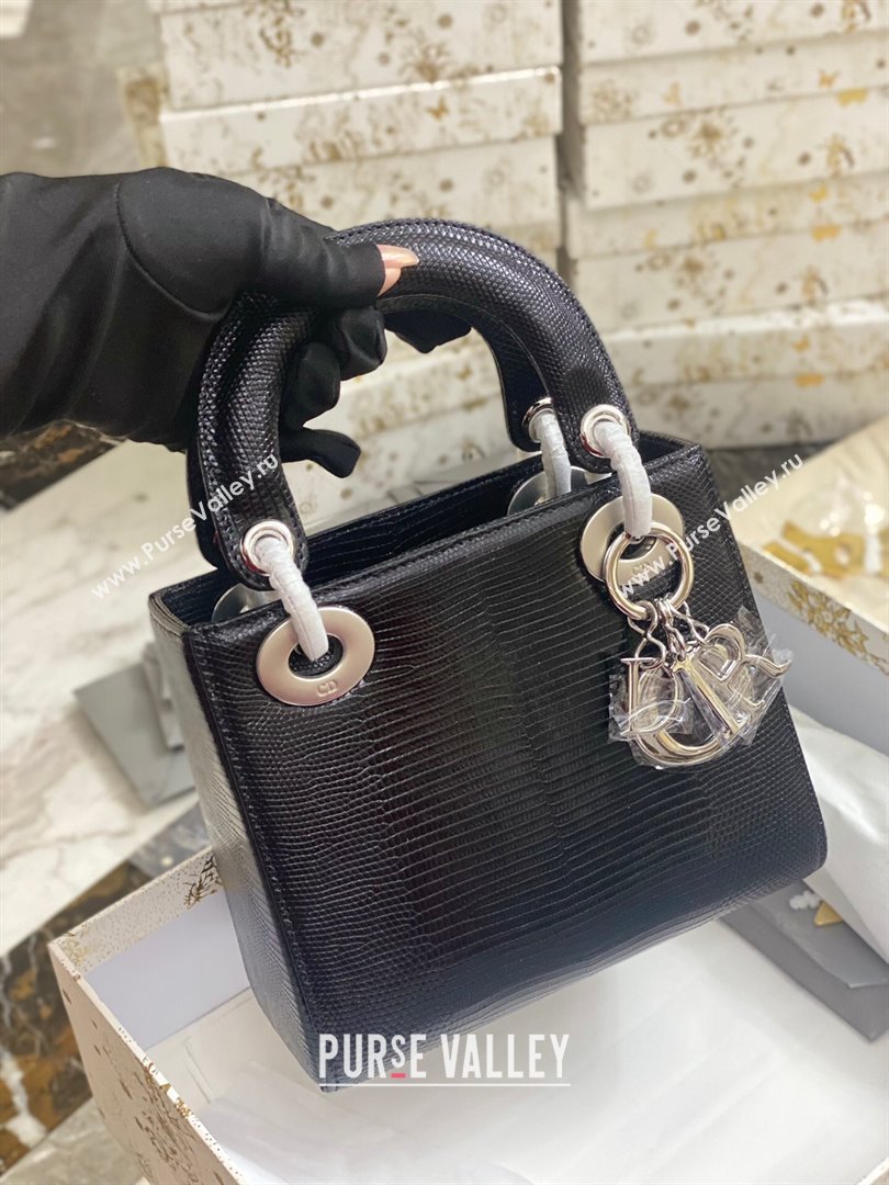 Dior Mini Lady Dior Bag in Lizard Leather Black 2023 (XY-23122107)