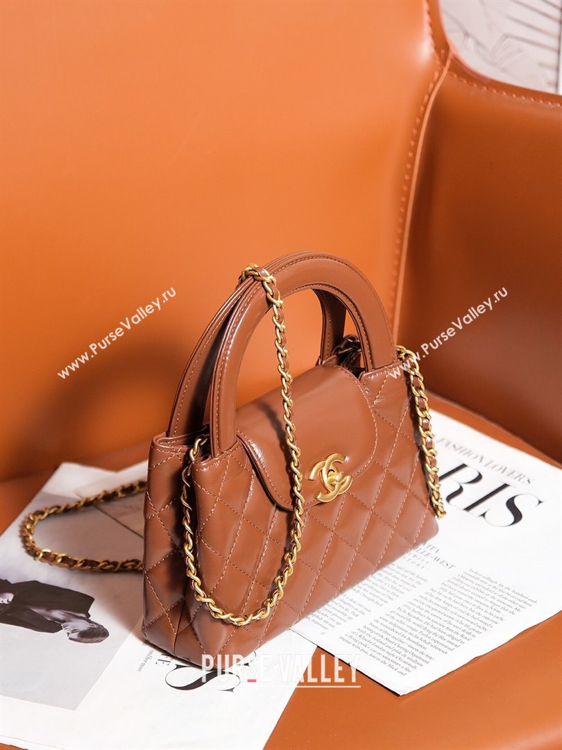 Chanel Mini Shopping Bag in Shiny Calfskin AS4416 Brown 2024 (YEZI-24072510)