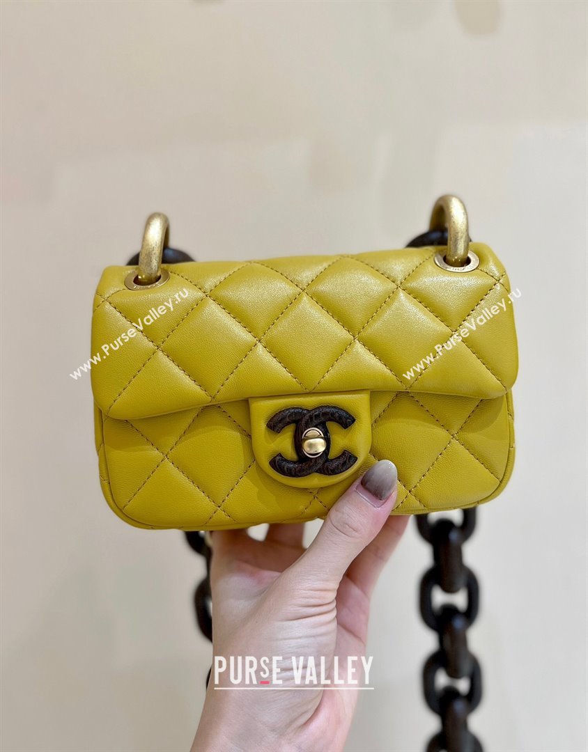 Chanel Lambskin Mini Flap Bag AS4165 Yellow 2024 Top Quality (SHUNY-24091218)