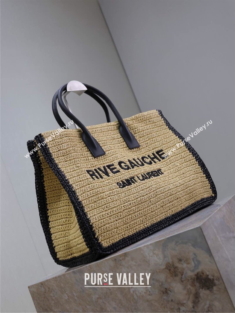 Saint Laurent Rive Gauche Large Tote bag in Raffia Straw Beige 2026 509415 (MHUI-260403063)