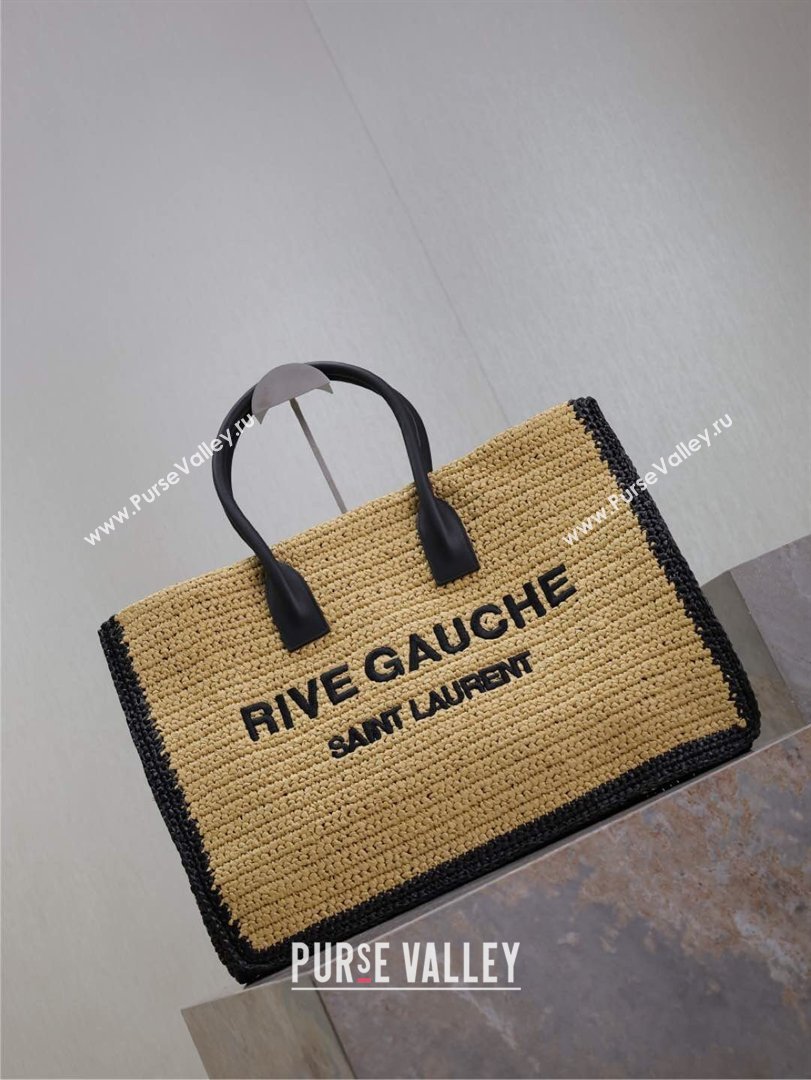 Saint Laurent Rive Gauche Large Tote bag in Raffia Straw Beige 2026 509415 (MHUI-260403063)