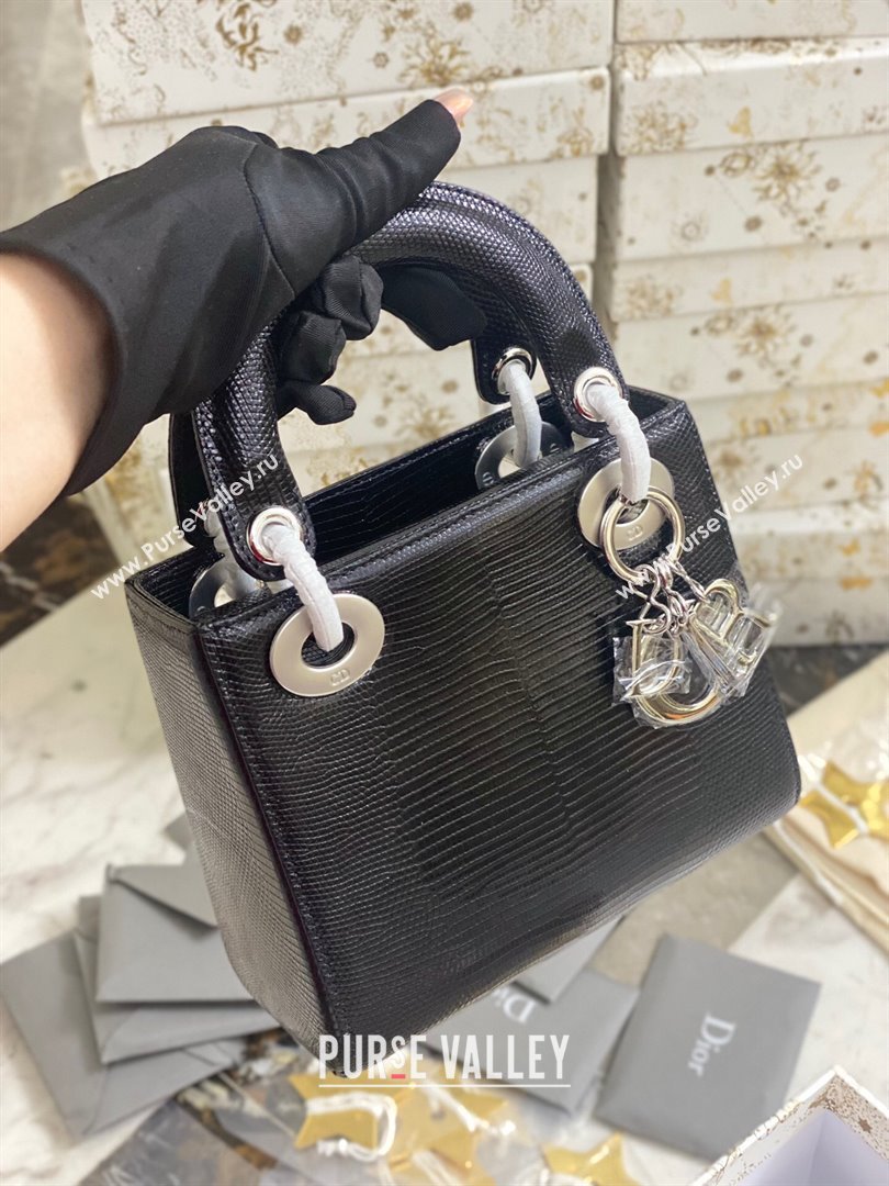 Dior Mini Lady Dior Bag in Lizard Leather Black 2023 (XY-23122107)