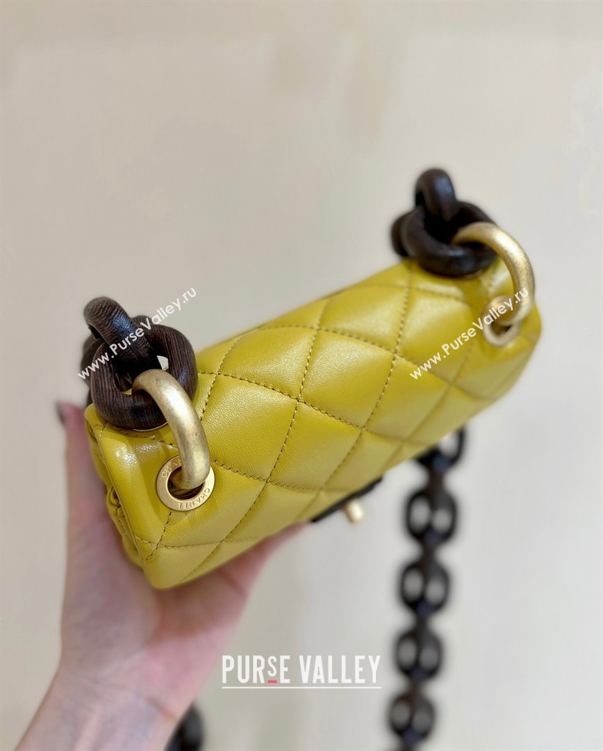 Chanel Lambskin Mini Flap Bag AS4165 Yellow 2024 Top Quality (SHUNY-24091218)