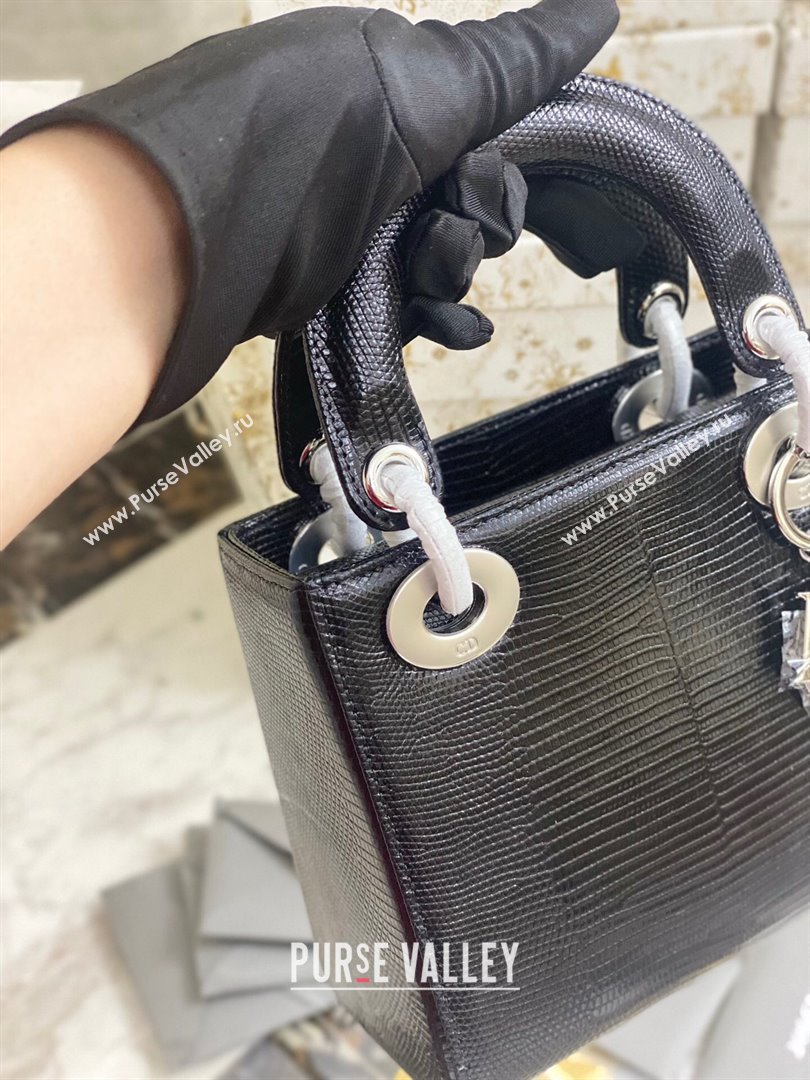 Dior Mini Lady Dior Bag in Lizard Leather Black 2023 (XY-23122107)