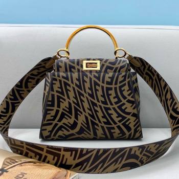 Fendi Peekaboo Mini Bag in FF Vertigo Leather Brown 2021 (CL-21090622)