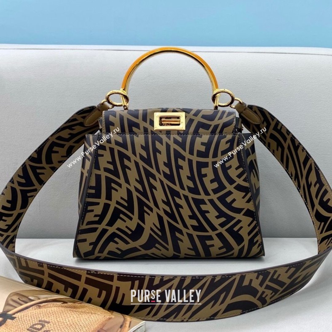 Fendi Peekaboo Mini Bag in FF Vertigo Leather Brown 2021 (CL-21090622)