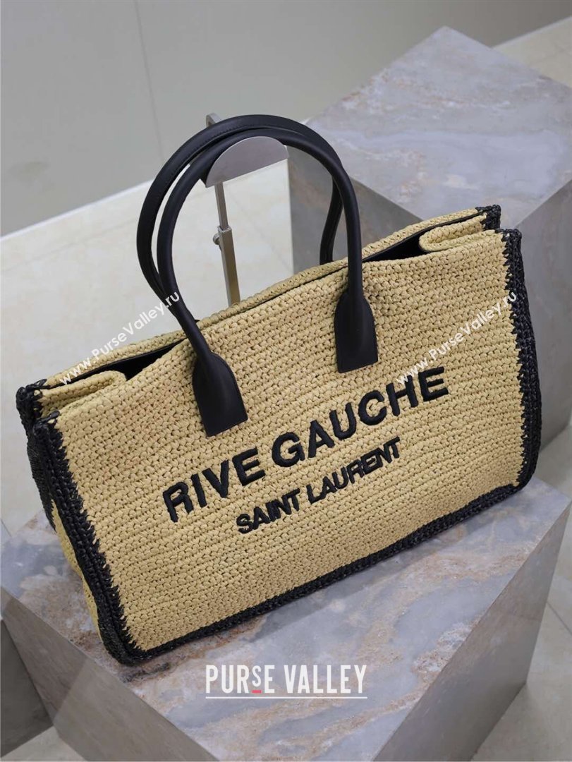 Saint Laurent Rive Gauche Large Tote bag in Raffia Straw Beige 2026 509415 (MHUI-260403063)