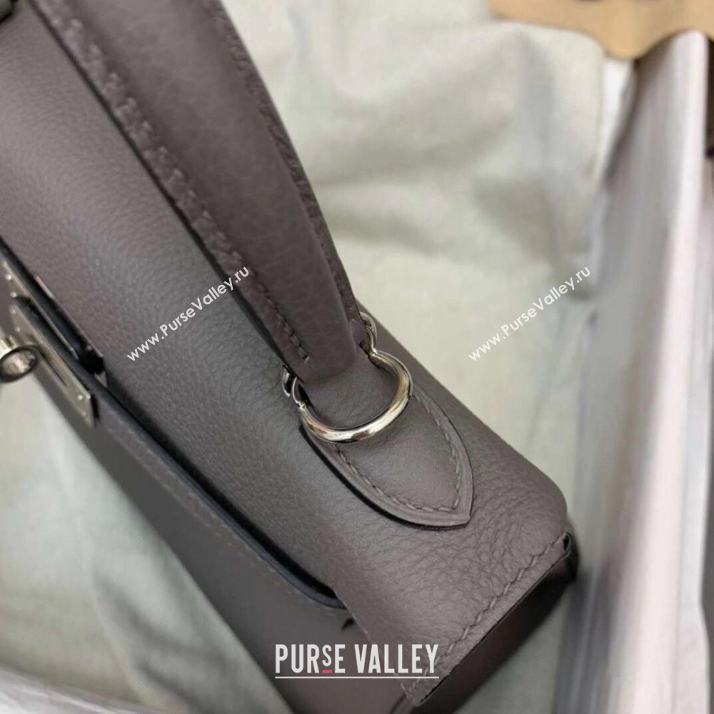 Hermes Kelly 25/28cm Bag in Original Togo Leather Tinware Grey/Silver 2024(Handmade) (M-24022006)