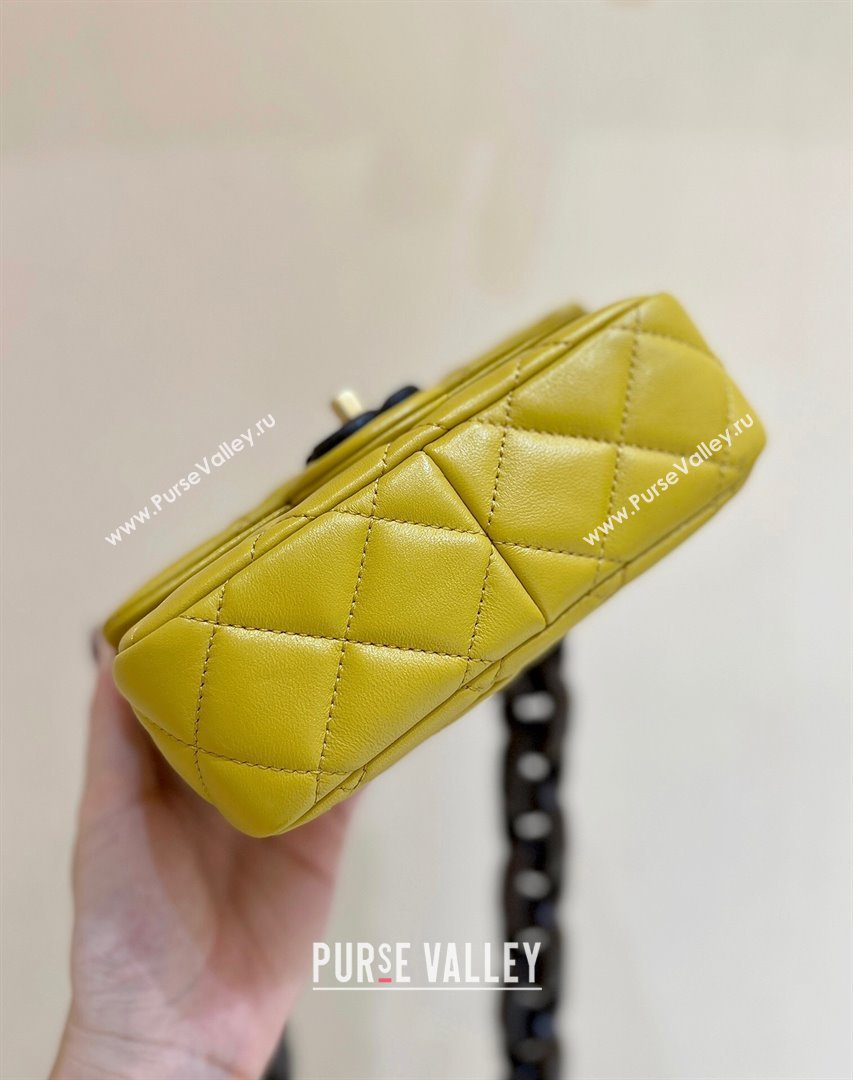 Chanel Lambskin Mini Flap Bag AS4165 Yellow 2024 Top Quality (SHUNY-24091218)