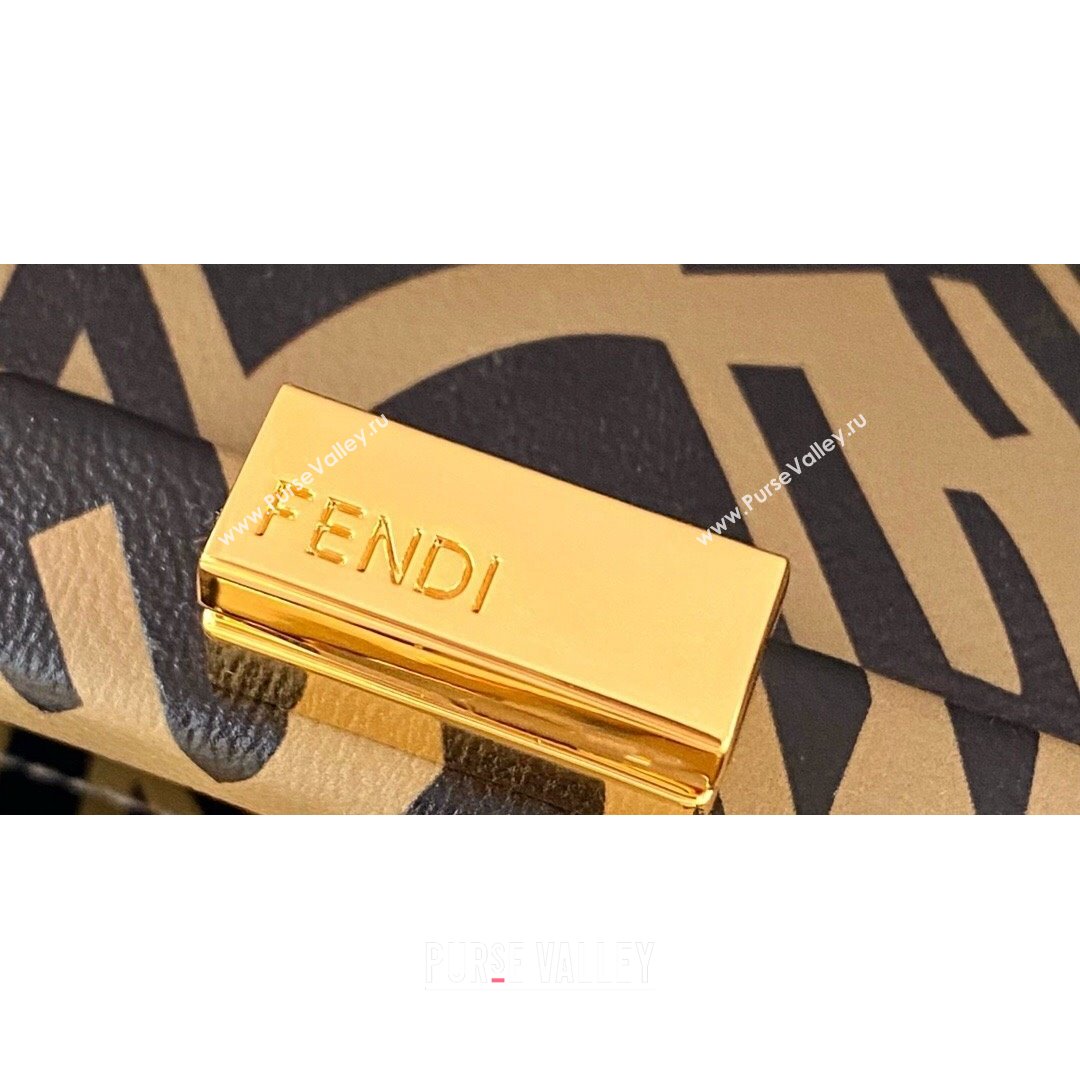 Fendi Peekaboo Mini Bag in FF Vertigo Leather Brown 2021 (CL-21090622)