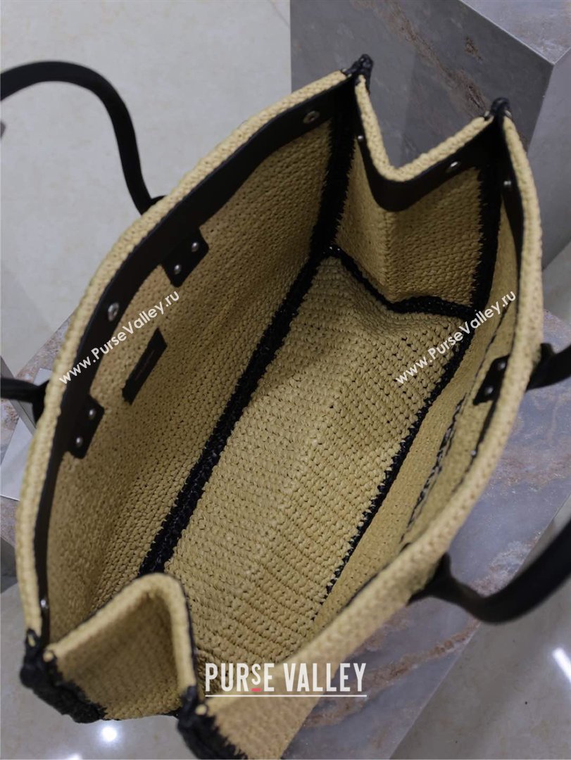 Saint Laurent Rive Gauche Large Tote bag in Raffia Straw Beige 2026 509415 (MHUI-260403063)