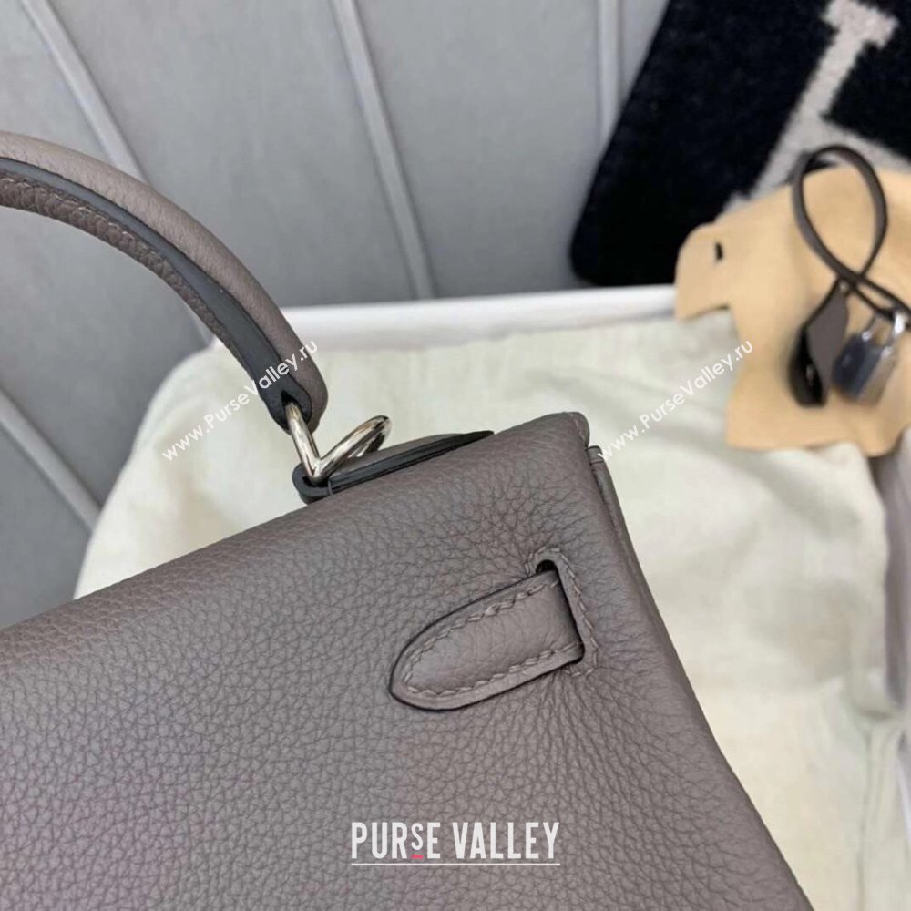 Hermes Kelly 25/28cm Bag in Original Togo Leather Tinware Grey/Silver 2024(Handmade) (M-24022006)