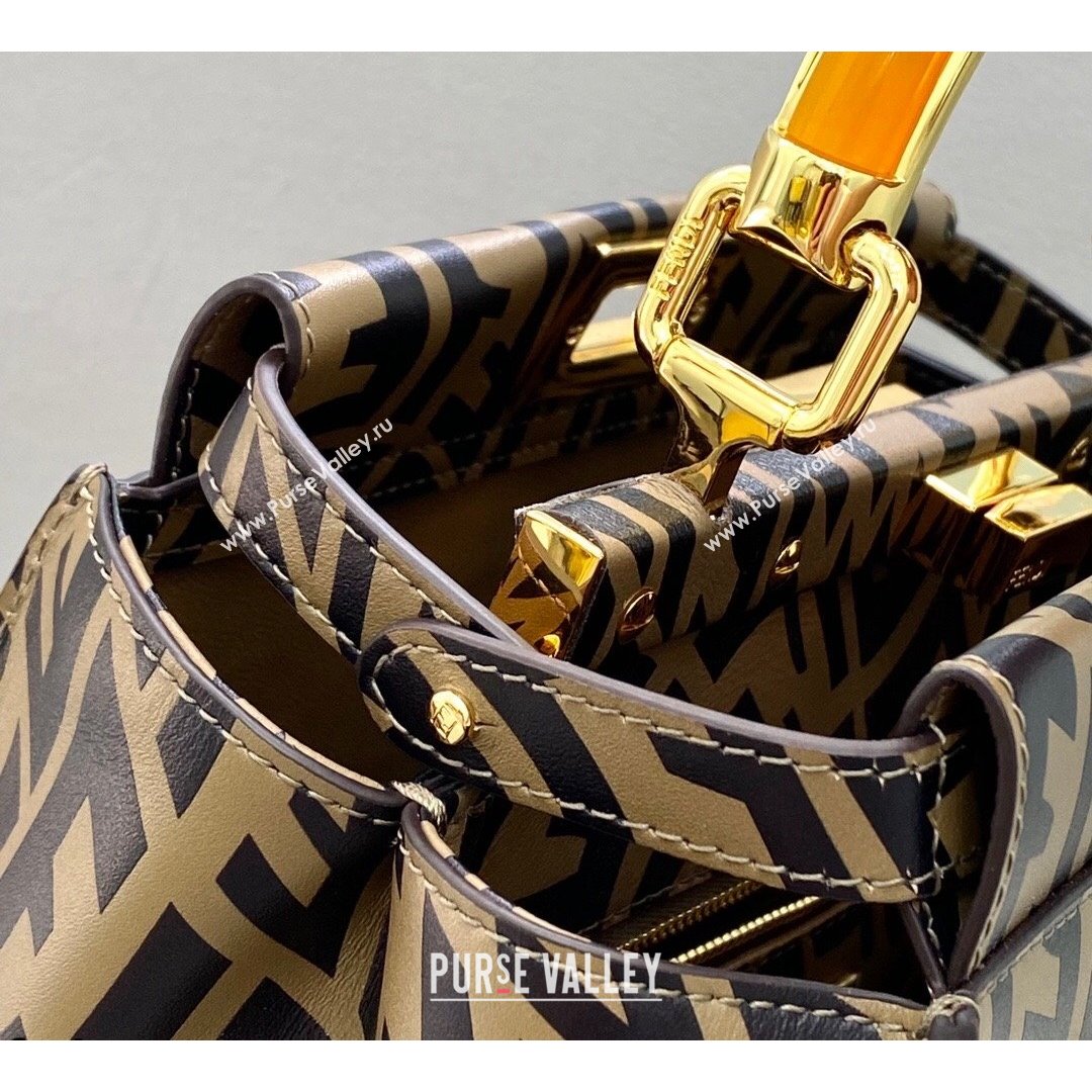 Fendi Peekaboo Mini Bag in FF Vertigo Leather Brown 2021 (CL-21090622)