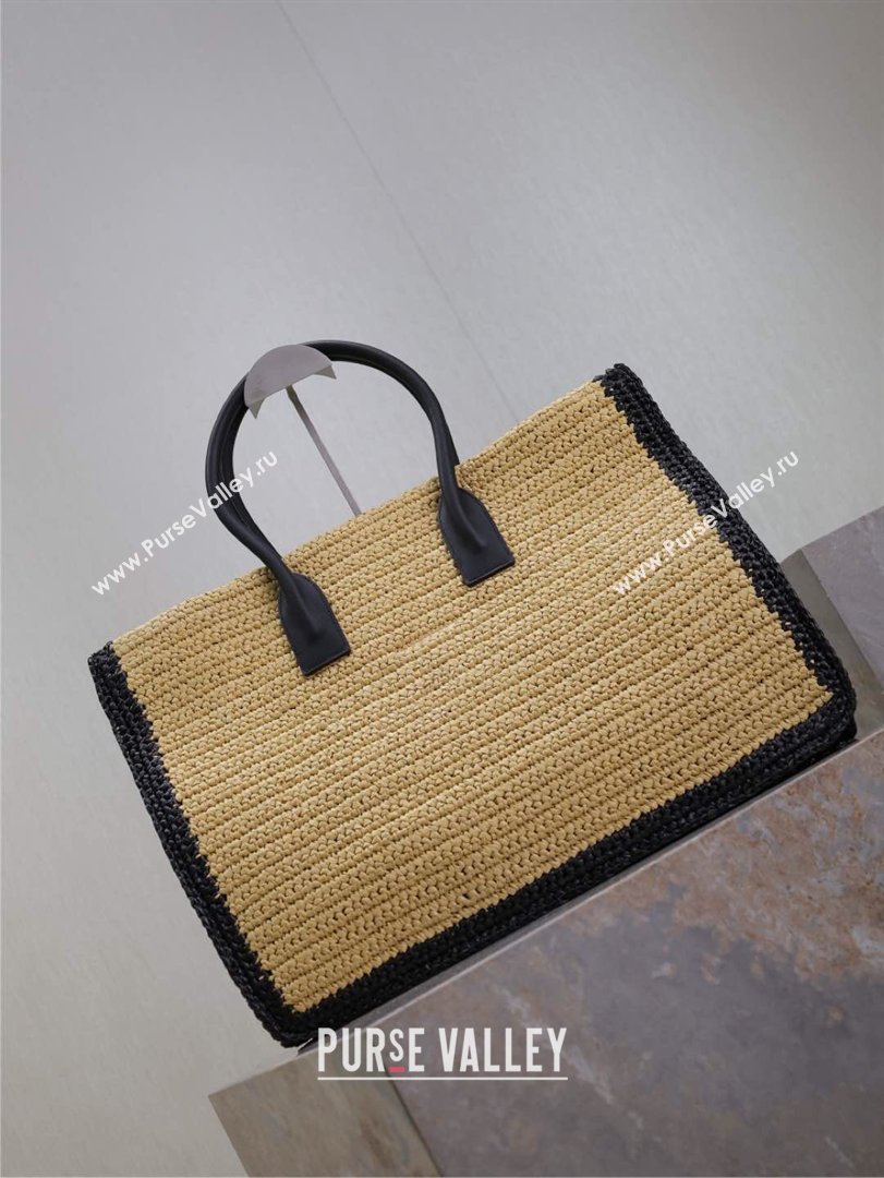 Saint Laurent Rive Gauche Large Tote bag in Raffia Straw Beige 2026 509415 (MHUI-260403063)