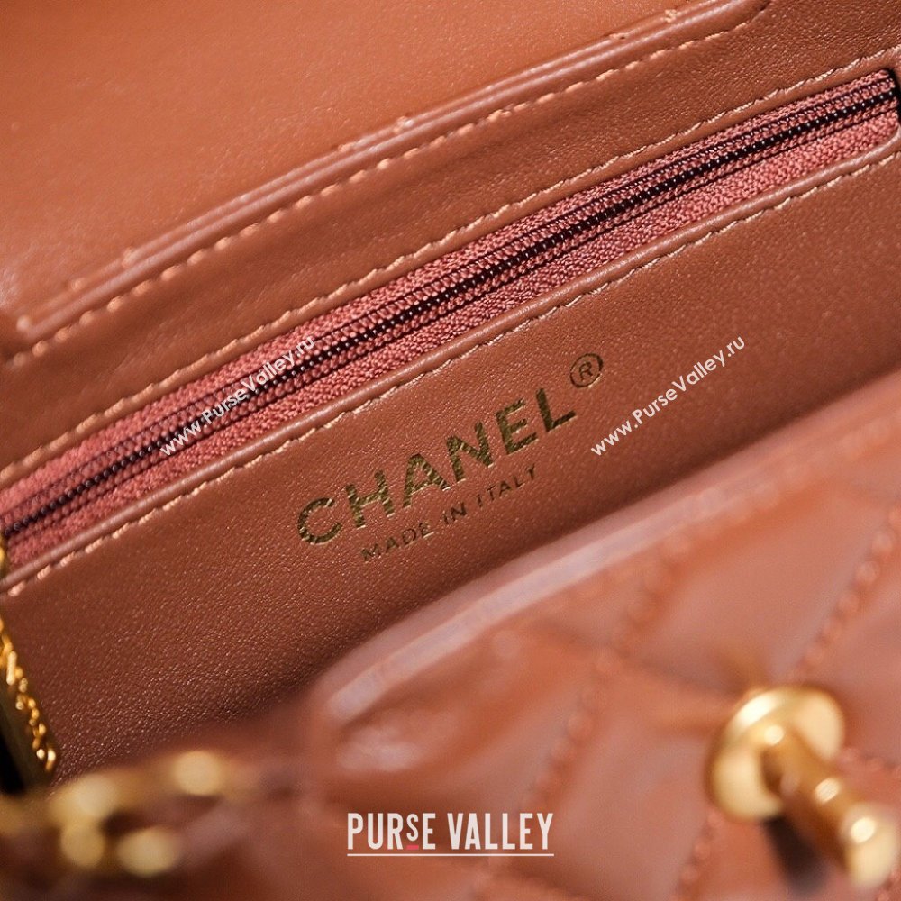 Chanel Mini Shopping Bag in Shiny Calfskin AS4416 Brown 2024 (YEZI-24072510)