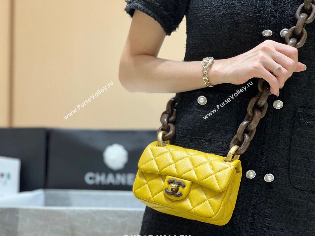 Chanel Lambskin Mini Flap Bag AS4165 Yellow 2024 Top Quality (SHUNY-24091218)