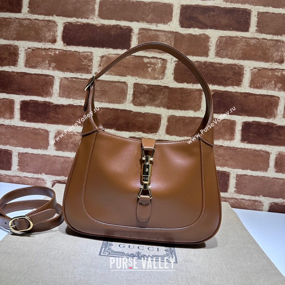 Gucci Jackie 1961 Shiny Leather Small Hobo Bag ‎636709 Brown 2024 (DHL-24041101)