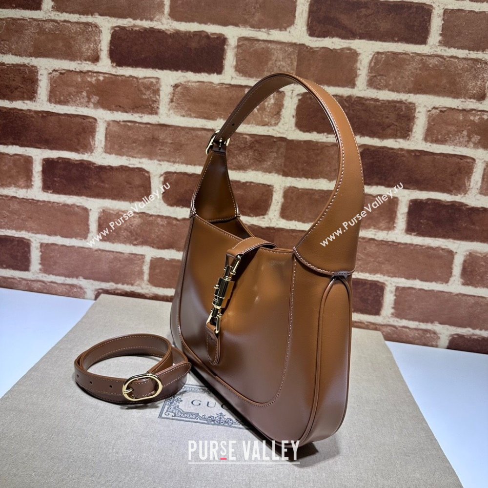 Gucci Jackie 1961 Shiny Leather Small Hobo Bag ‎636709 Brown 2024 (DHL-24041101)