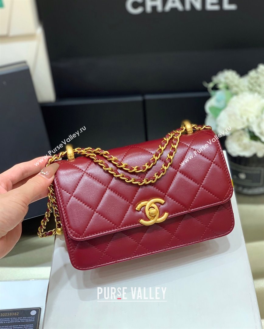 Chanel Quilted Calfskin Mini Flap Bag with Adjustable Strap AS2615 Burgundy 2024 TOP Quality (SHUNY-24091213)