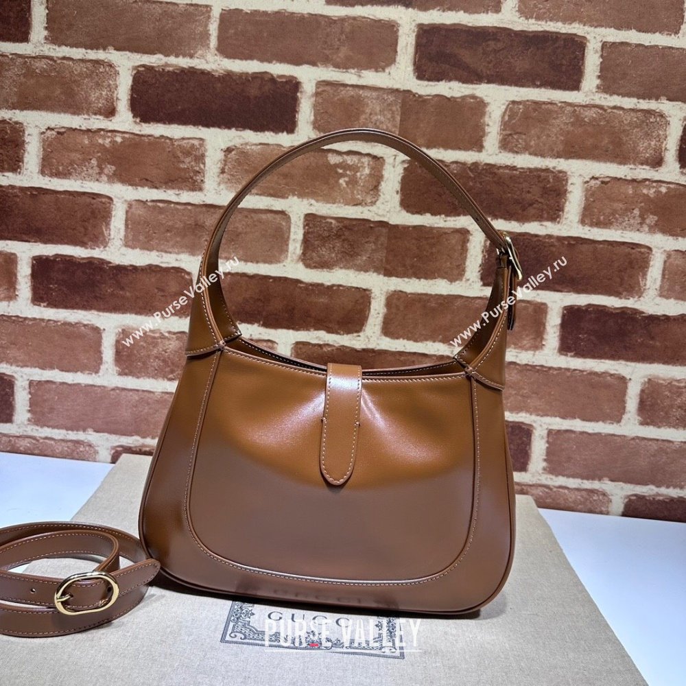 Gucci Jackie 1961 Shiny Leather Small Hobo Bag ‎636709 Brown 2024 (DHL-24041101)
