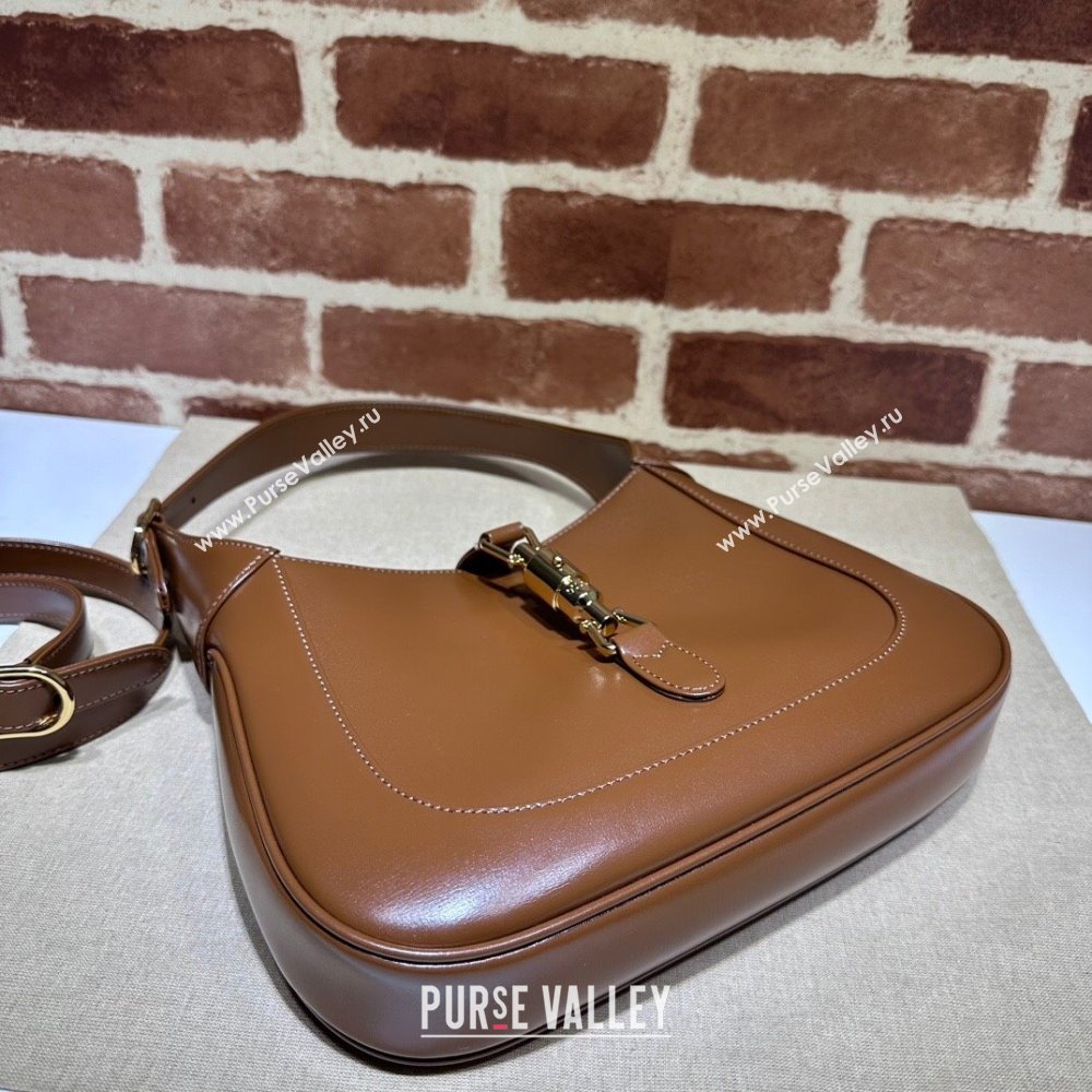 Gucci Jackie 1961 Shiny Leather Small Hobo Bag ‎636709 Brown 2024 (DHL-24041101)