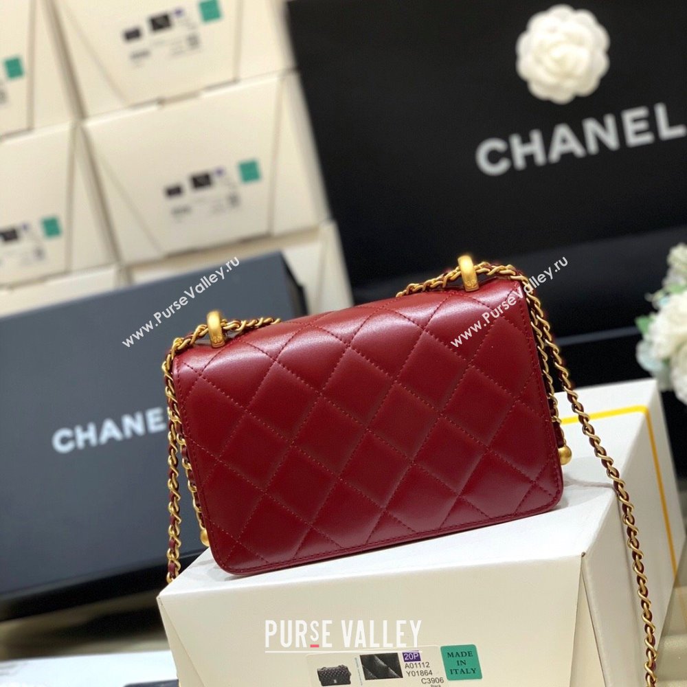 Chanel Quilted Calfskin Mini Flap Bag with Adjustable Strap AS2615 Burgundy 2024 TOP Quality (SHUNY-24091213)