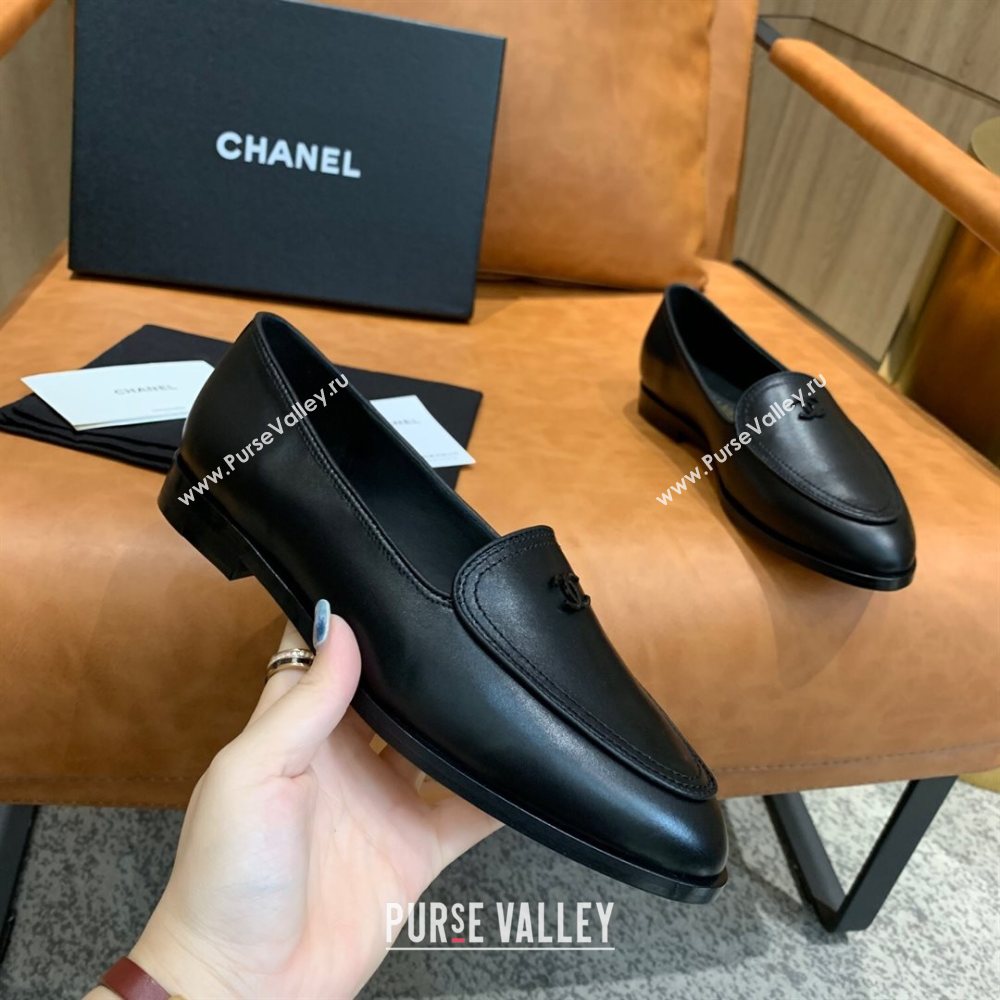 Chanel Calfskin Loafers with CC Logo Charm G36717 All Black 2020 (MD-20111233)