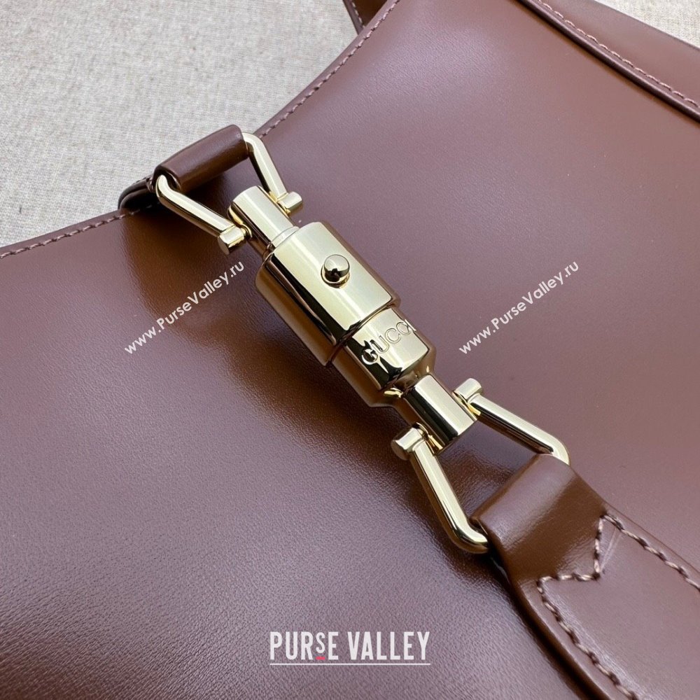 Gucci Jackie 1961 Shiny Leather Small Hobo Bag ‎636709 Brown 2024 (DHL-24041101)